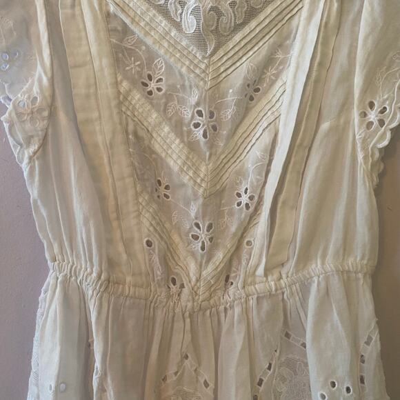 Maeve by Anthropologie Women's size 2 White Janice Embroidered Eyelet Blouse - Picture 5 of 10